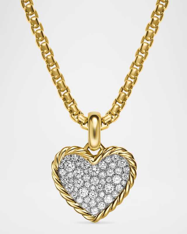 Pave Plate Heart Enhancer with Diamonds in 18K Gold, 17mm